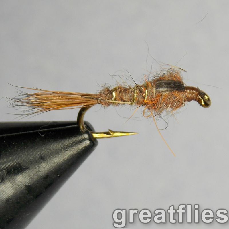 1 dozen (12) – Gold Ribbed Hare’s Ear – Brown – Great Flies