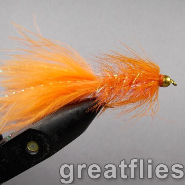 1 dozen (12) - Crystal Bugger - Orange - Bead Head